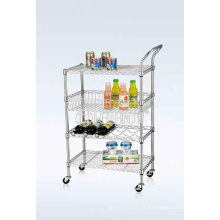 NSF Chrome-Plated Metal Wire Restaurant Alimentation Transports Trolley Cart